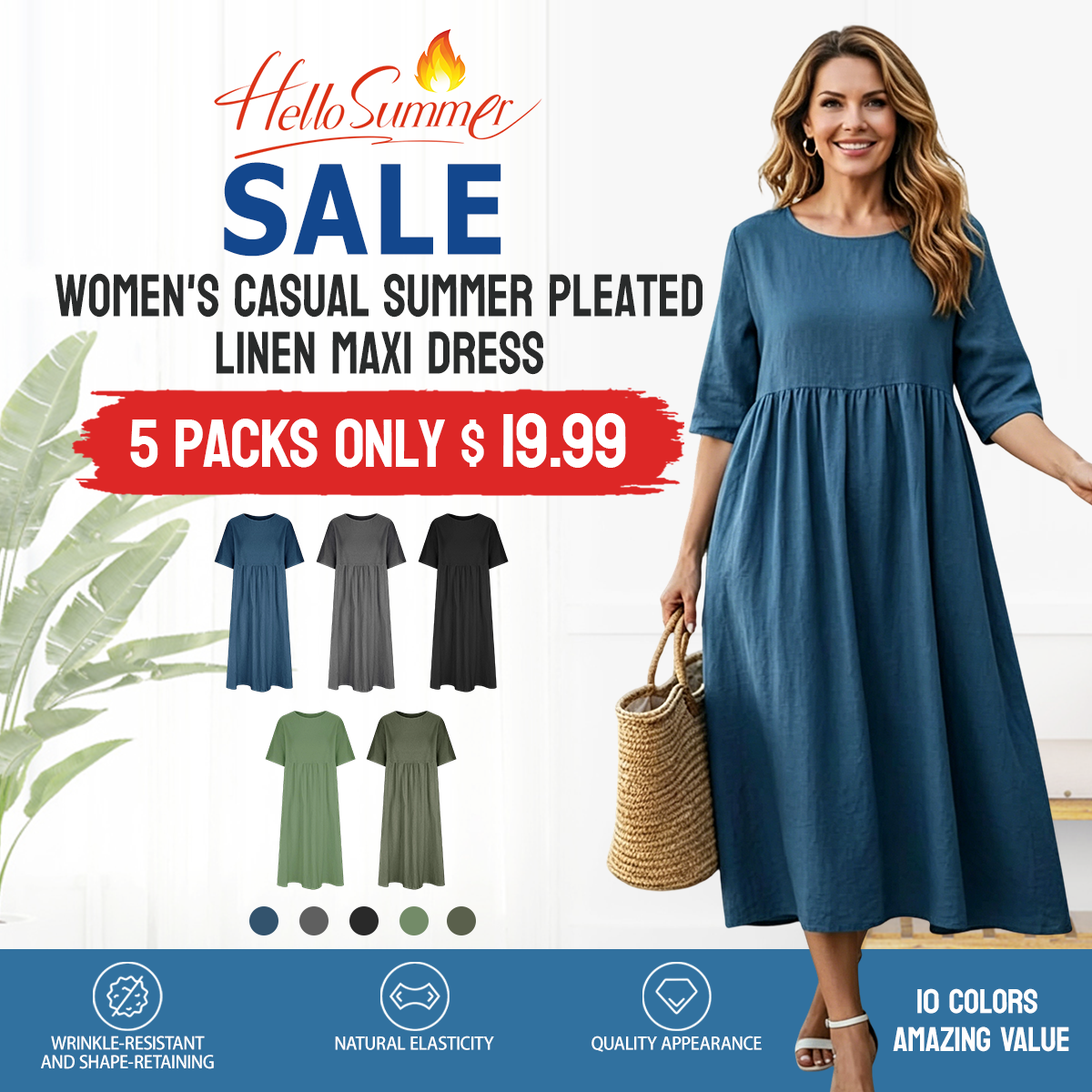 🔥 Women's Casual Cotton-Linen Dress — Lightweight and breathable, exuding effortless style